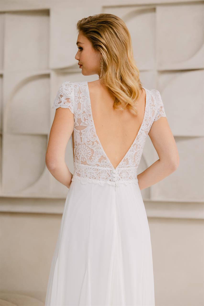 Modernes Vintage-Brautkleid mit Chantilly-Spitze